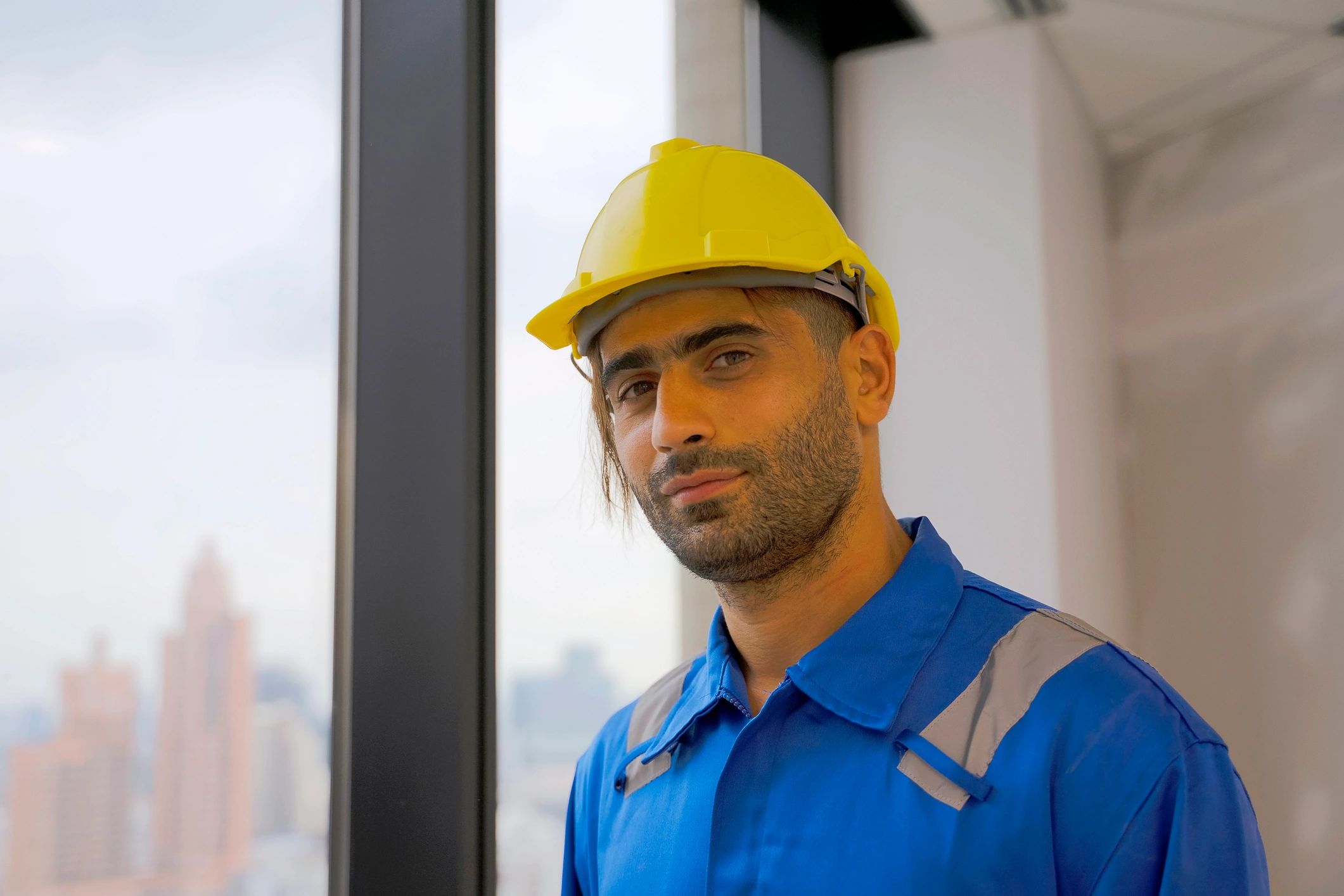 Engineer working at a tower construction site